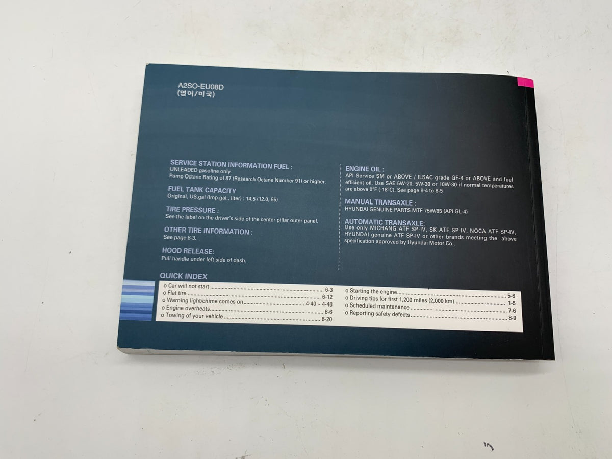 2011 Hyundai Tucson Owners Manual Set with Case OEM A02B07025