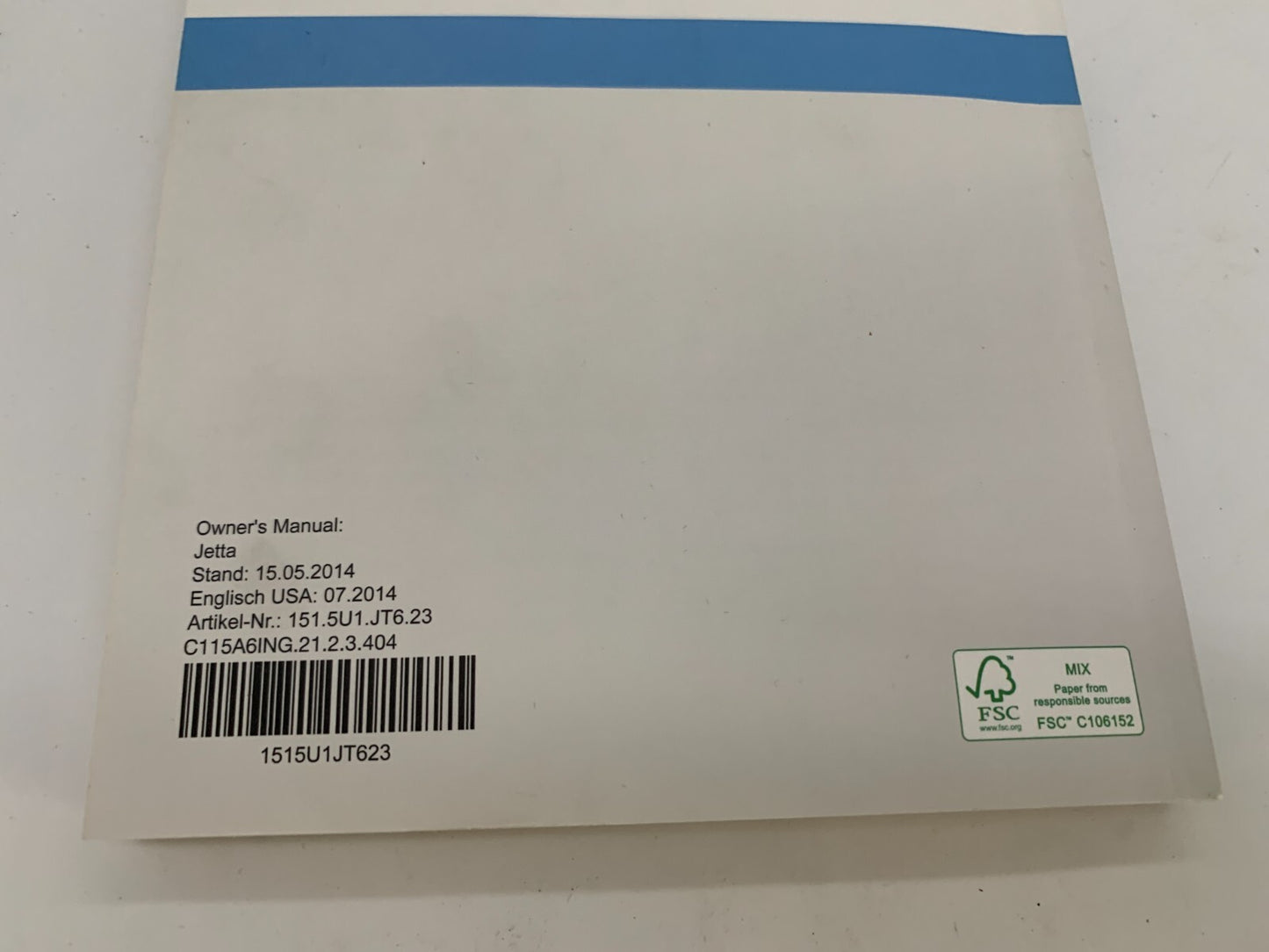 2015 Volkswagen Jetta Owners Manual Set with Case OEM A03B42005