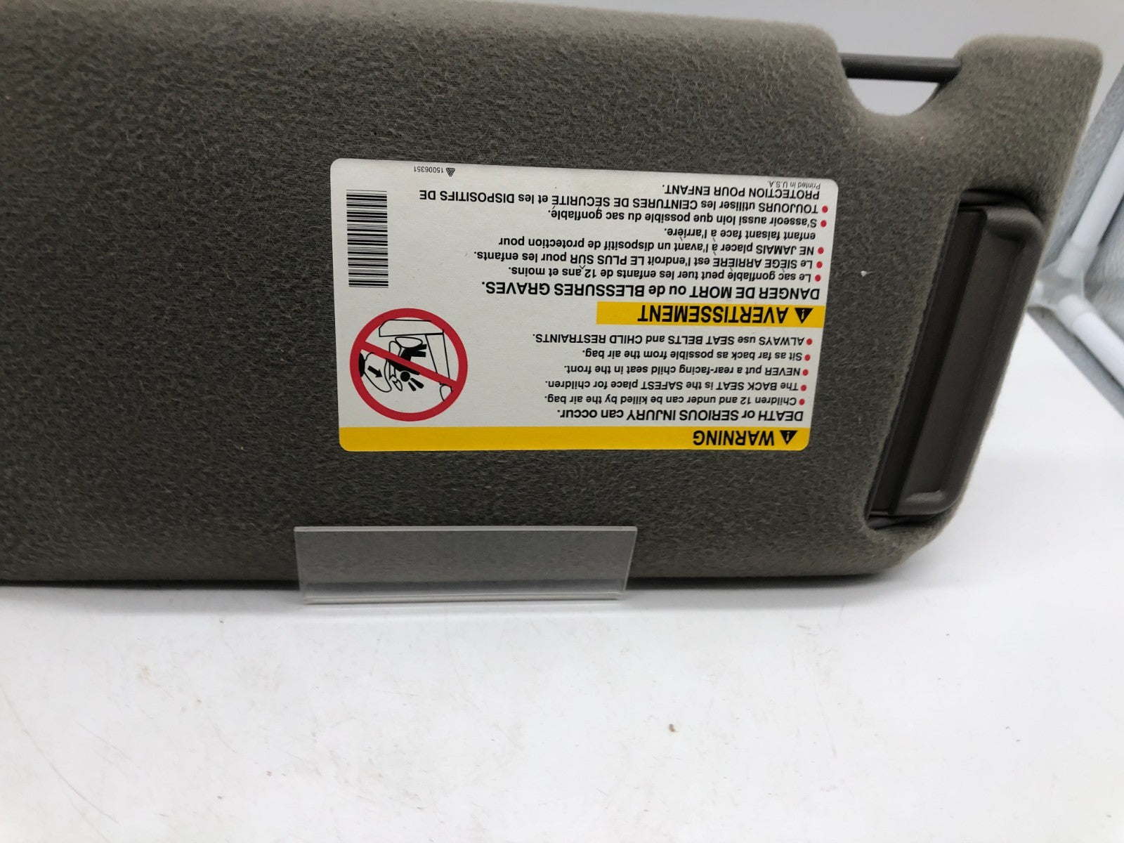 2000-2005 Chevrolet Impala Passenger Sun Visor Gray OEM