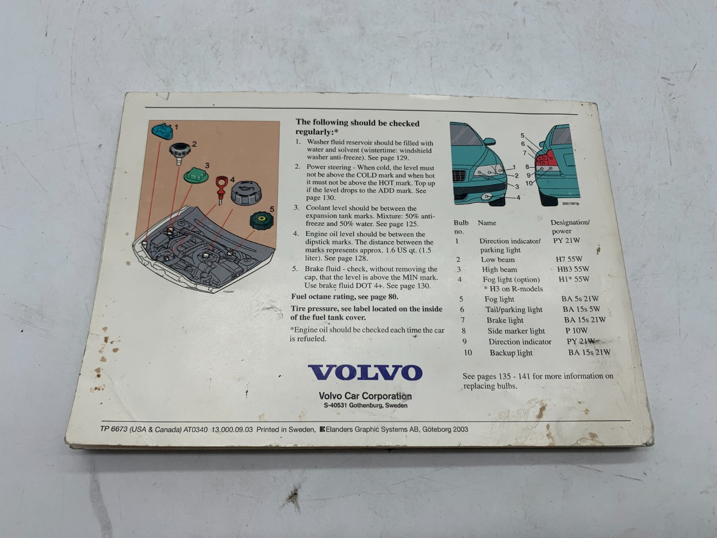 2003 Volvo S60 S60R Owners Manual OEM A04B01004