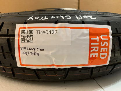 2013-2023 Chevrolet Trax 16" Spare Tire Wheel Compact Donut T125/70D16