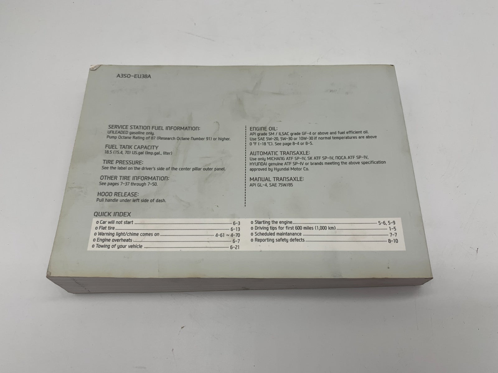 2014 Hyundai Sonata Owners Manual Includes Case OEM