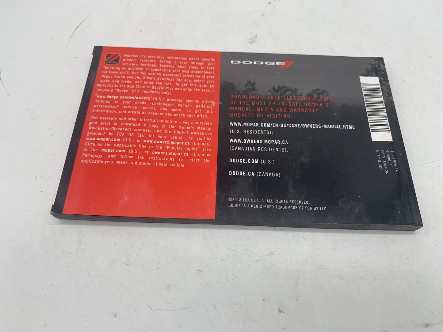 2018 Dodge Charger Owners Manual Set with Case OEM