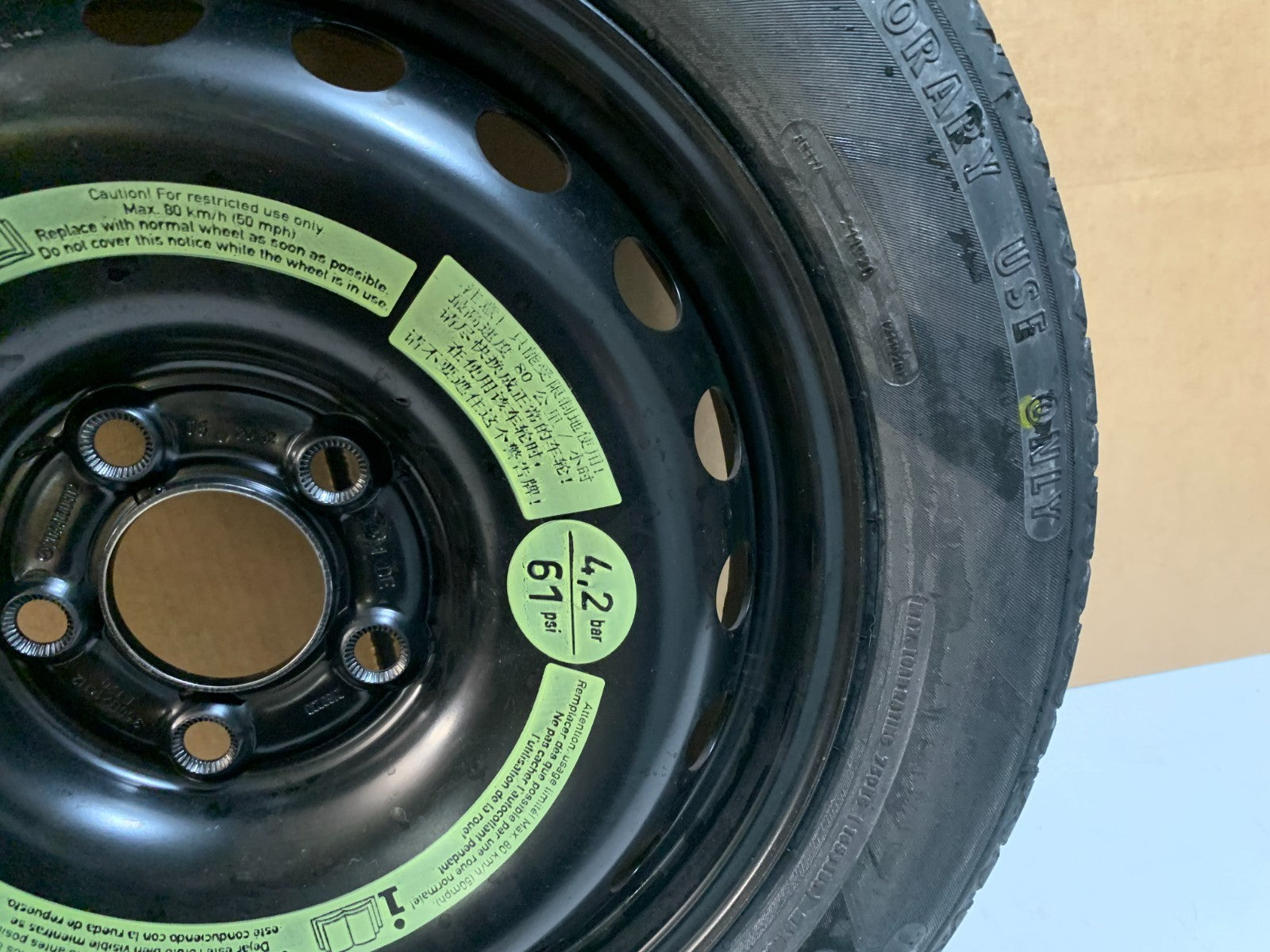 2013 Mercedes Benz C250 16" Spare Tire Wheel Compact Donut T125/90R17