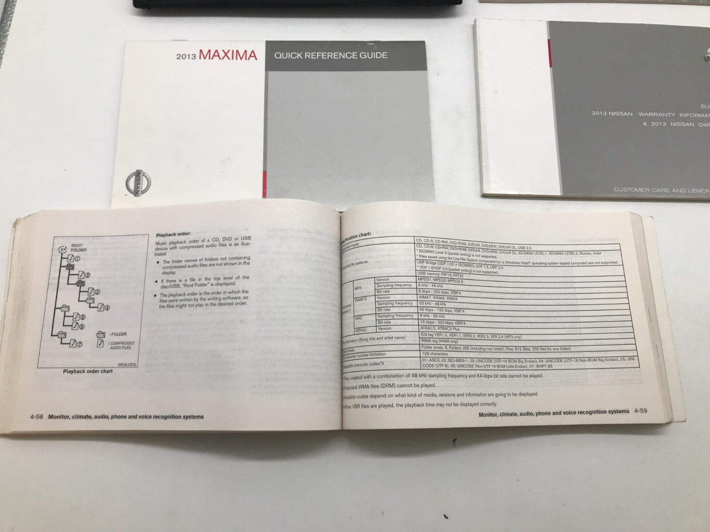 2013 Nissan Maxima Owners Manual Set with Case OEM D01B56060