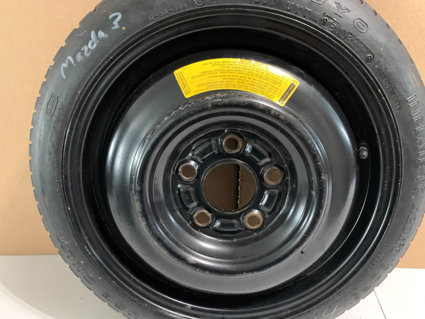 2010-2013 Mazda 3 Mazda3 15" Spare Tire Compact Donut T115/70D15 Emergency Spare