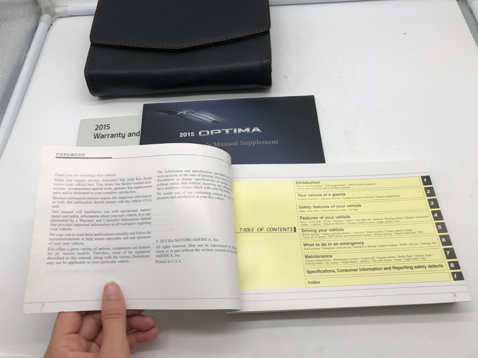 2015 Kia Optima Owners Manual Set with Case OEM D02B66013
