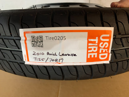 2010-2016 Buick Lacrosse Impala 17" Spare Tire Compact Donut T125/70R17 OEM