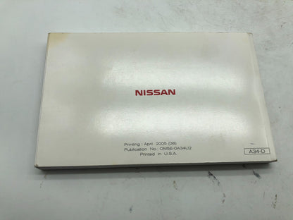 2005 Nissan Maxima Owners Manual Set with Case OEM A02B42008