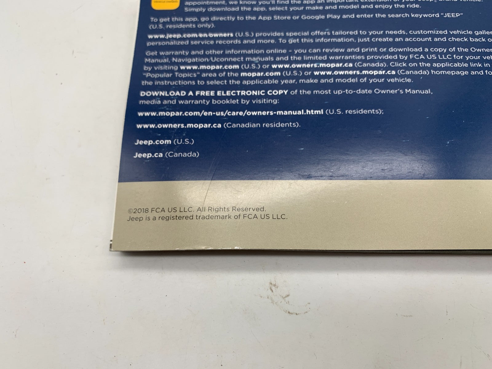 2018 Jeep Compass Owners Manual Set with Case OEM D01B37015