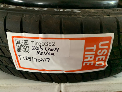 2013-2016 Chevrolet Malibu 17" Spare Tire with Jack Kit Compact Donut T125/70R17