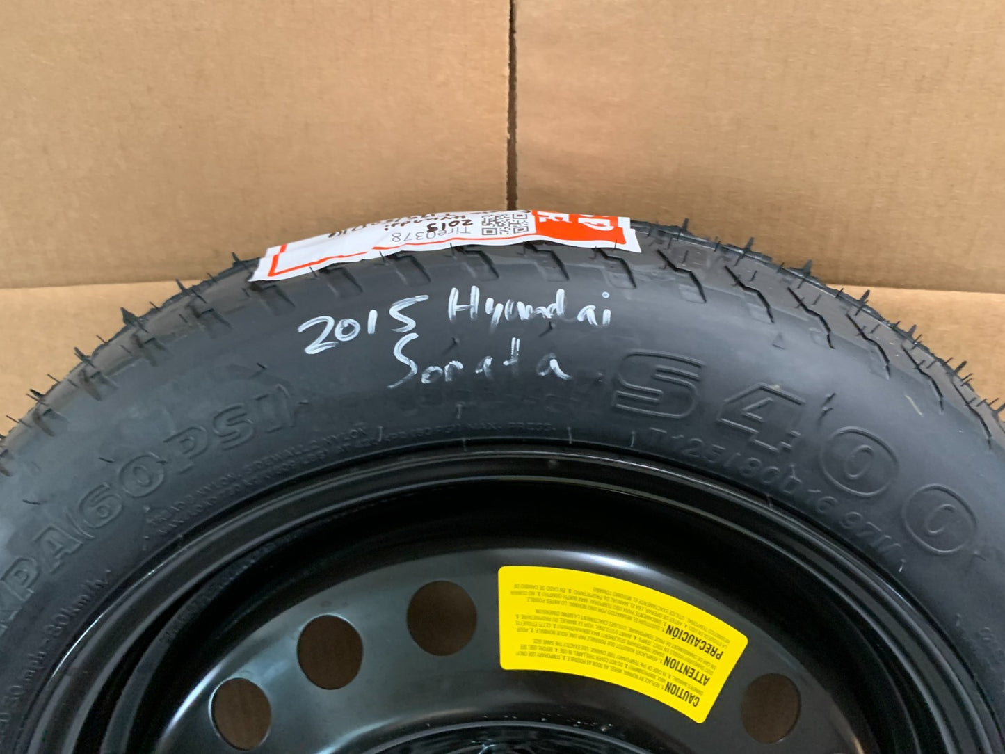 2015-2020 Hyundai Sonata 16" Spare Tire Wheel Compact Donut T125/80D16 Emergency