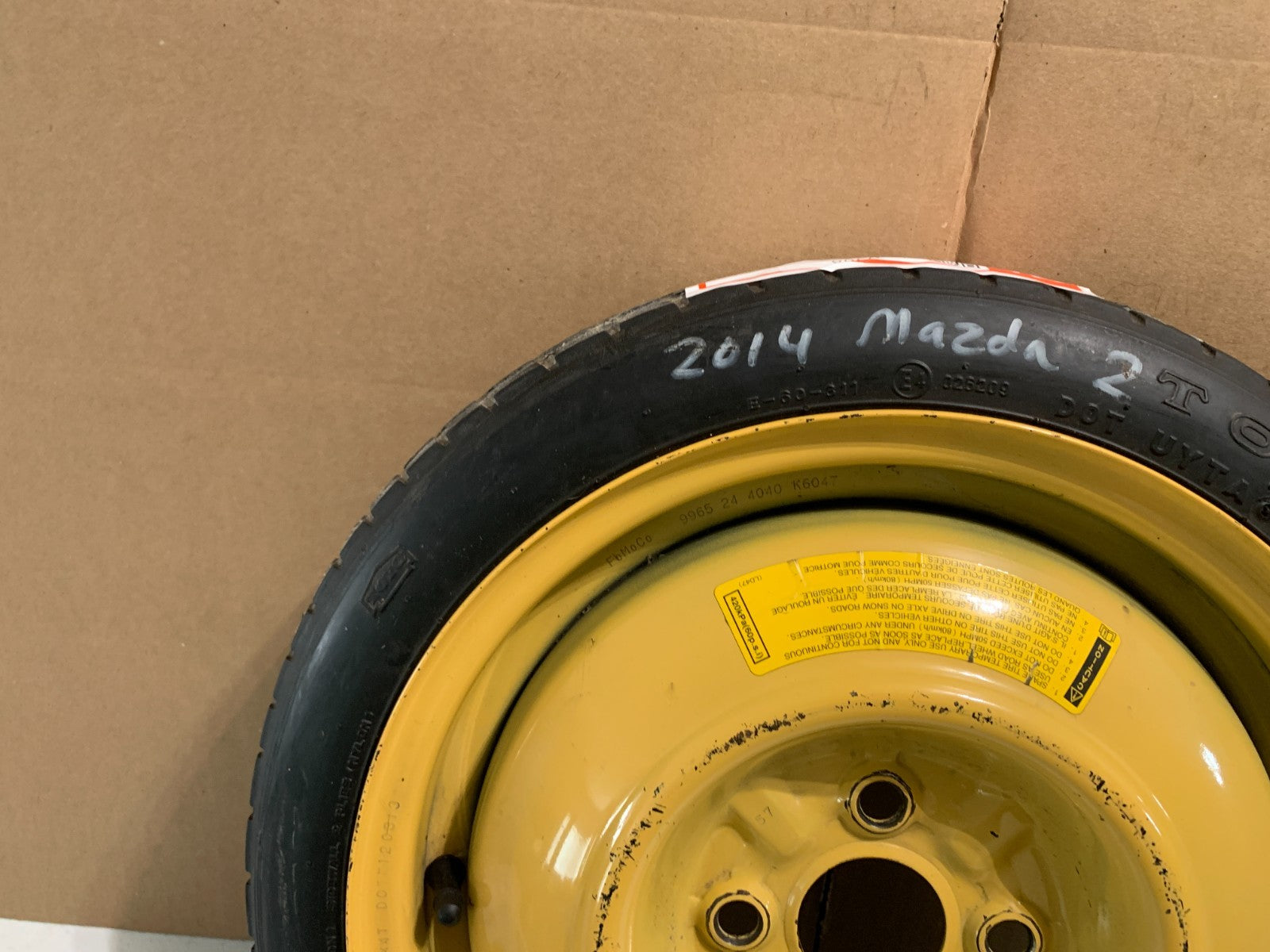2011-2014 Mazda 2 Mazda2 14" Spare Tire Compact Donut T115/70D14