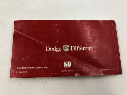 2000 Dodge Caravan Owners Manual OEM C03B68013