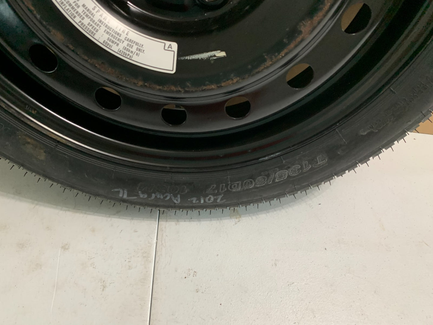 2009-2014 Acura TL 17" Spare Tire Wheel Compact Donut T135/80D17