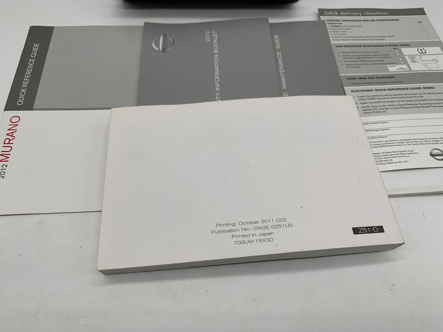 2012 Nissan Murano Owners Manual Set with Case OEM