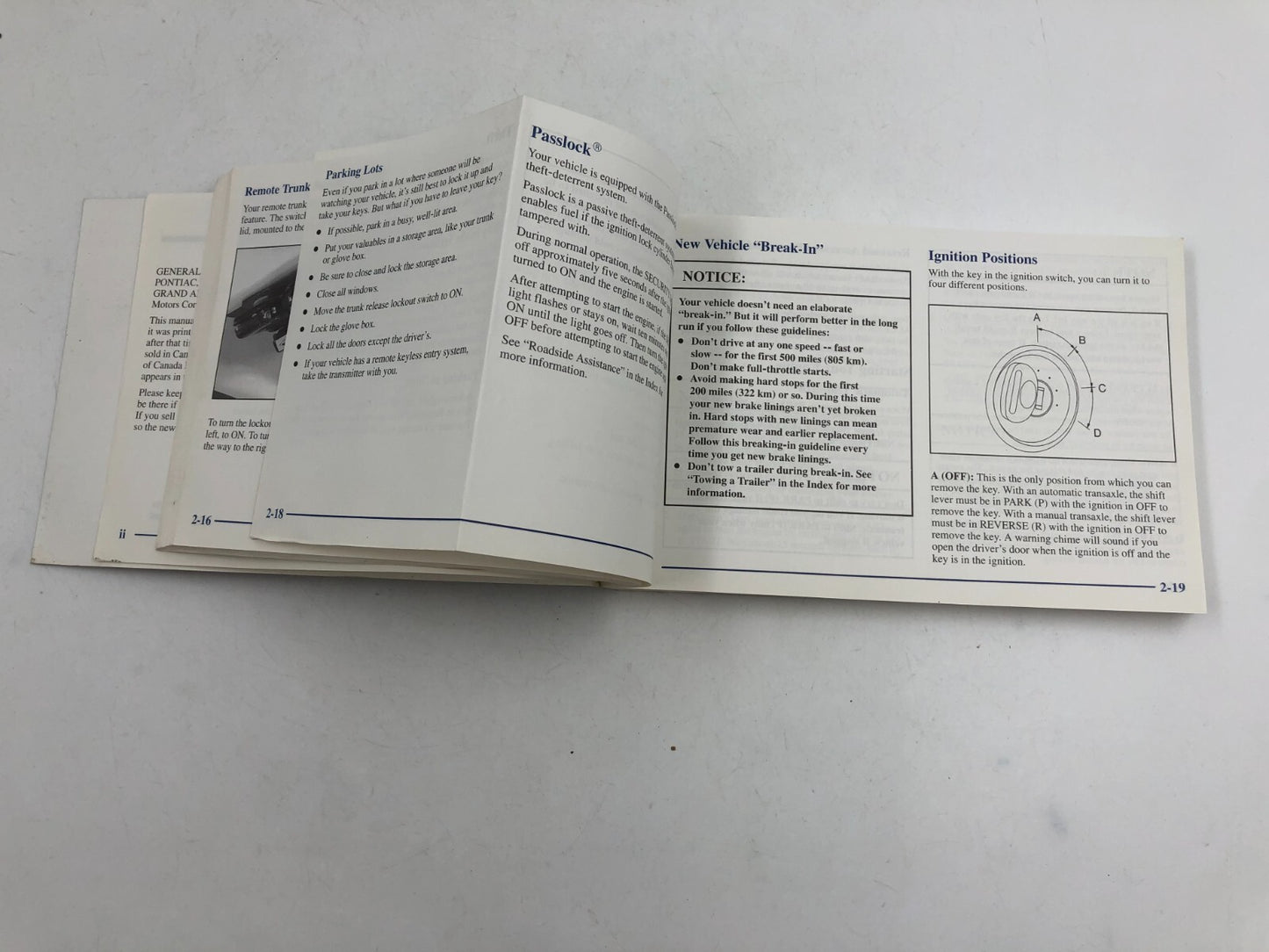 2002 Pontiac Grand Am Owners Manual OEM B03B32007