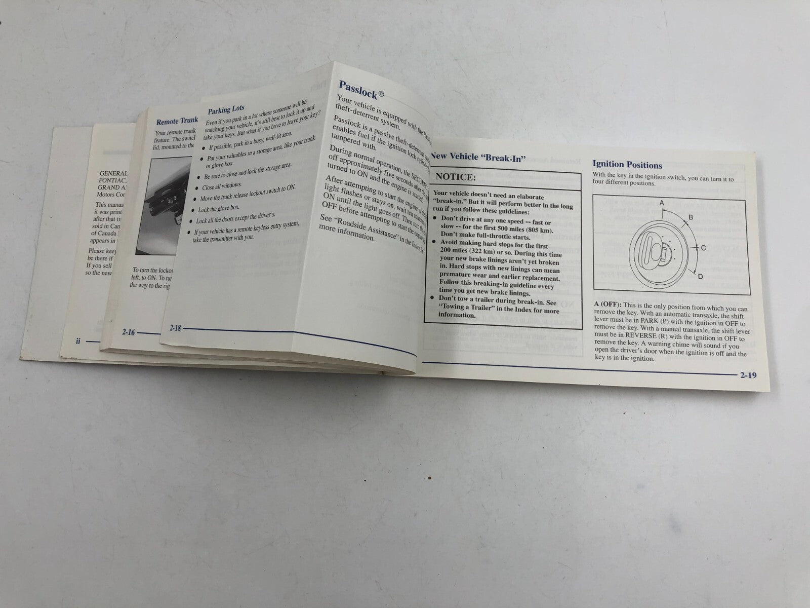 2002 Pontiac Grand Am Owners Manual OEM B03B32007