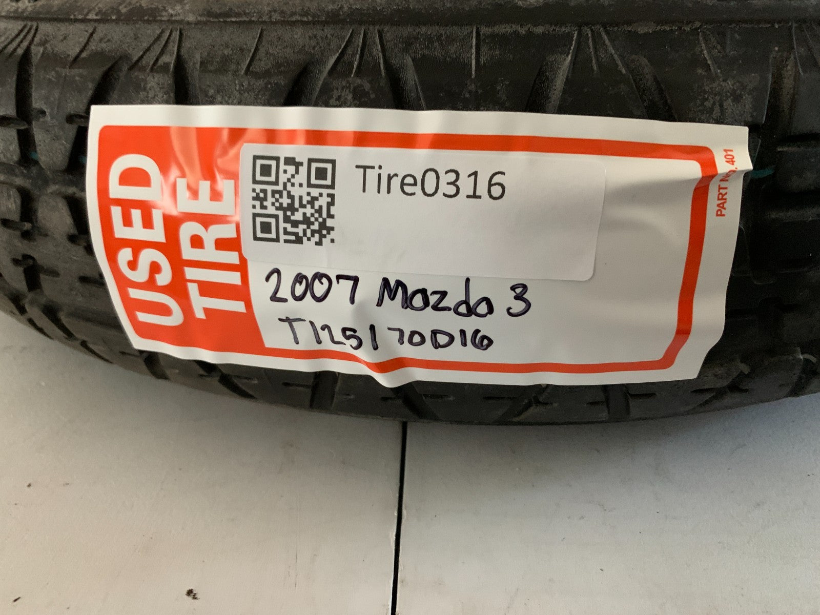 2004-2013 Mazda 3 Mazda3 16" Spare Tire Compact Donut T125/70D16