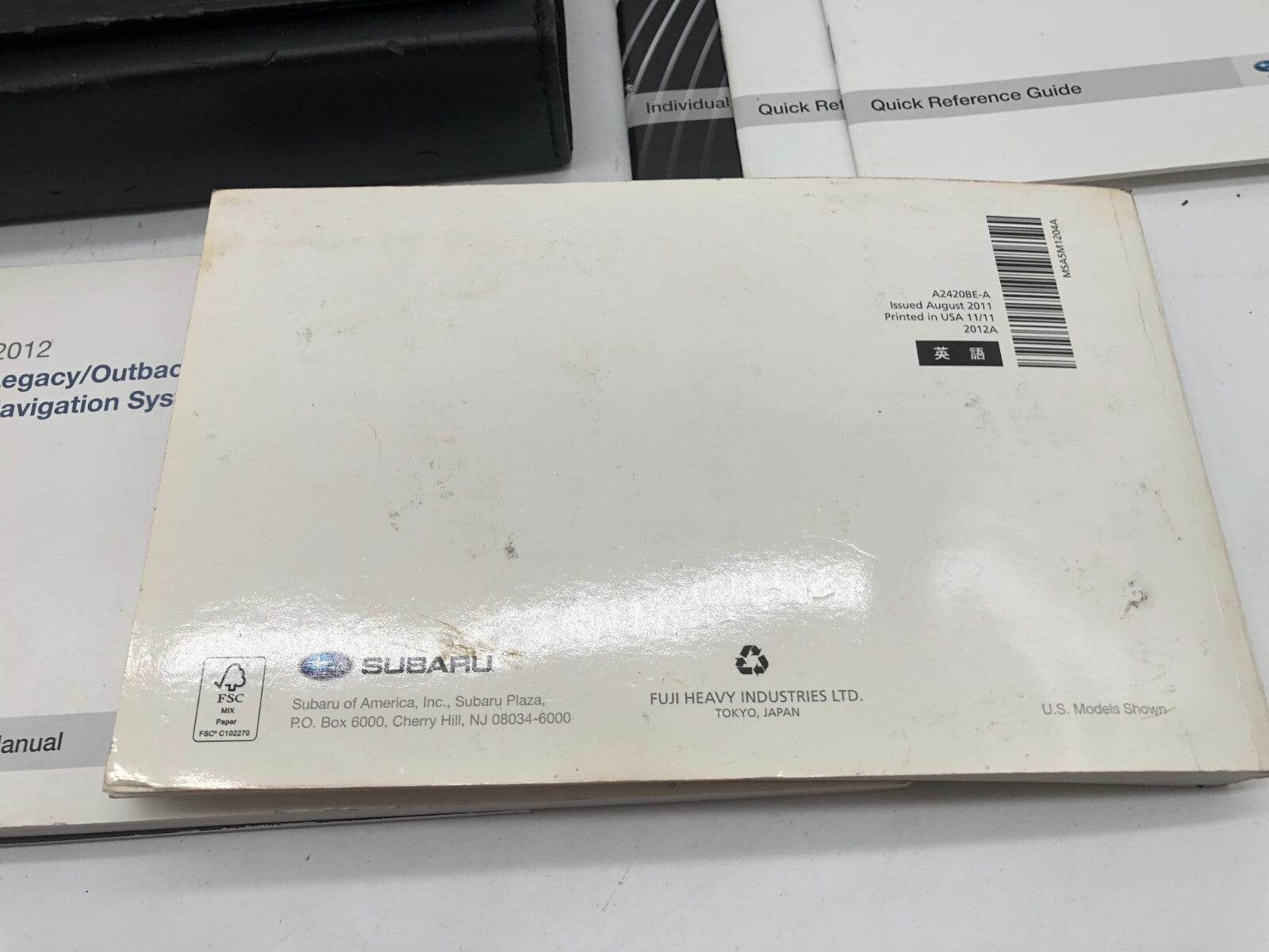 2012 Subaru Legacy Owners Manual Set with Case OEM A02B02024