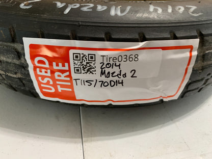 2011-2014 Mazda 2 Mazda2 14" Spare Tire Compact Donut T115/70D14