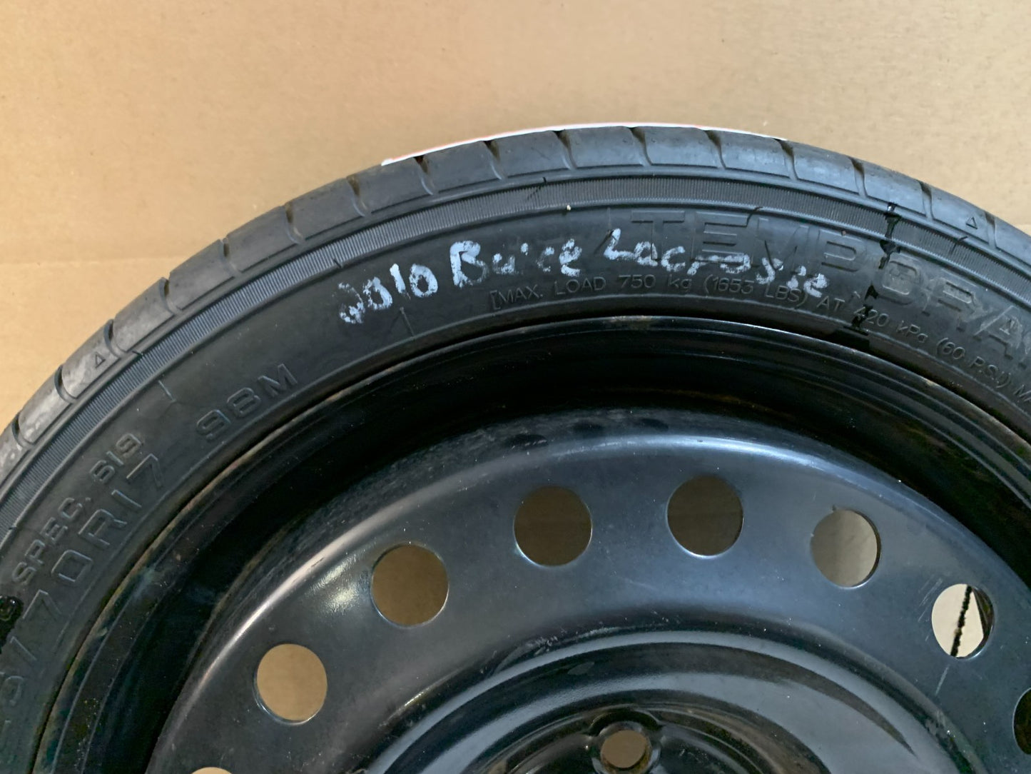 2010-2016 Buick Lacrosse 17" Spare Tire Compact Donut T125/70R17