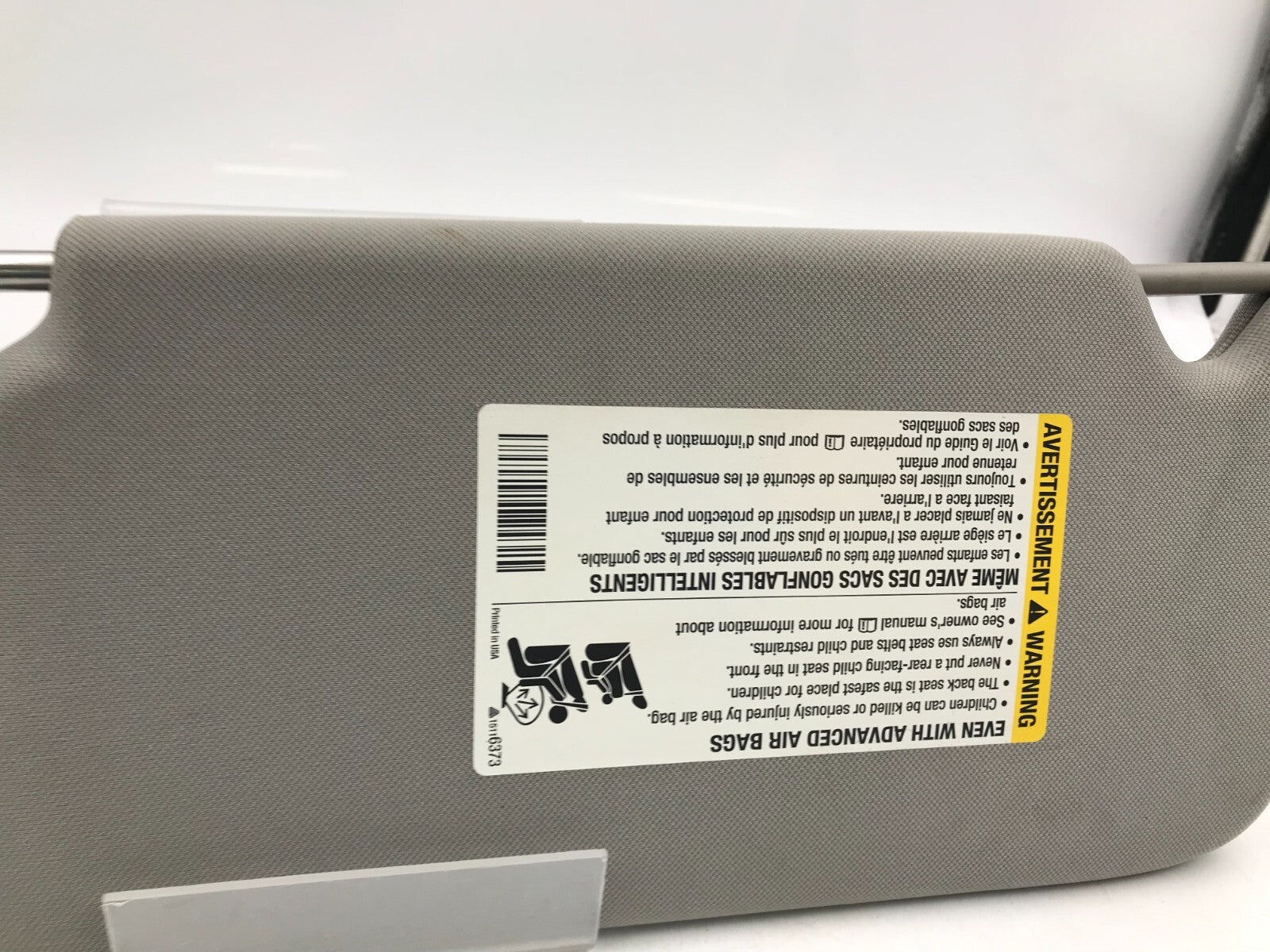 2016-2016 Chevrolet Impala Passenger Sun Visor Gray OEM D04B68006