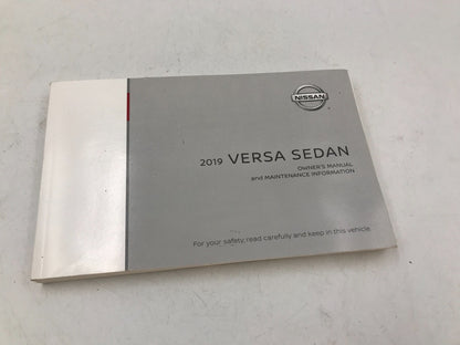 2019 Nissan Versa Sedan Owners Manual Set with Case OEM D04B06025