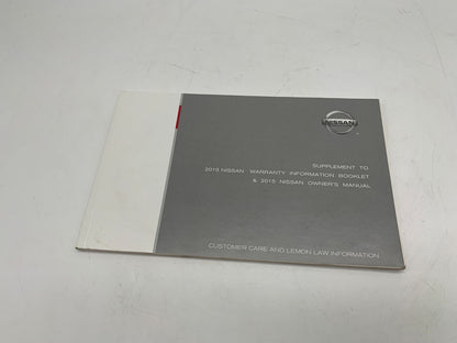2015 Nissan Sentra Owners Manual Set with Case OEM R01B50023
