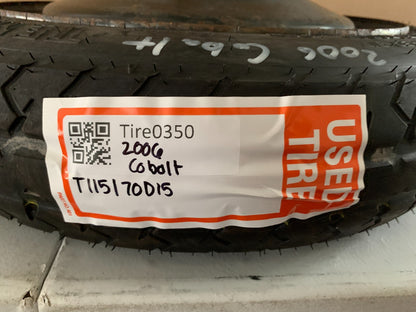 2005-2010 Chevrolet Cobalt 15" Spare Tire Wheel Compact Donut 4 Lugs T115/70D15