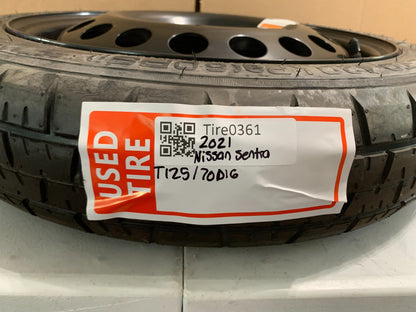 2020-2025 Nissan Sentra 16" Spare Tire Wheel Compact Donut T125/70D16