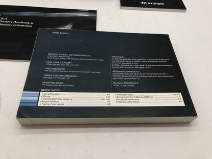 2011 Hyundai Sonata Owners Manual Set with Case OEM A01B26006