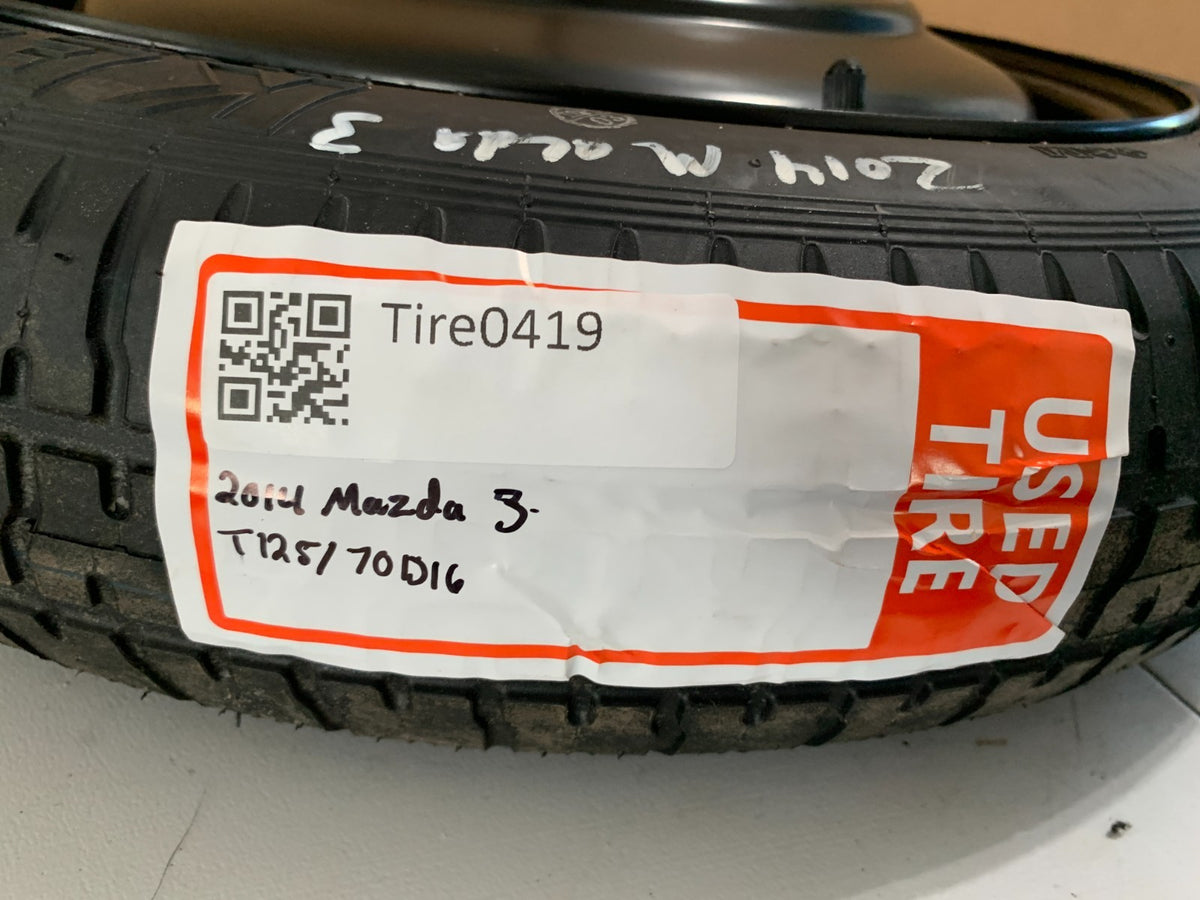 2014-2018 Mazda 3 Mazda3 16" Spare Tire Compact Donut T125/70D16