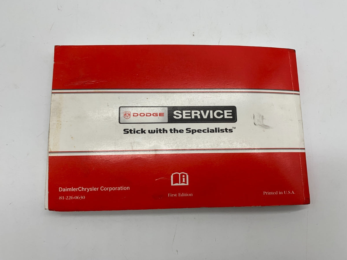 2006 Dodge Stratus Sedan Owners Manual OEM R01B09024
