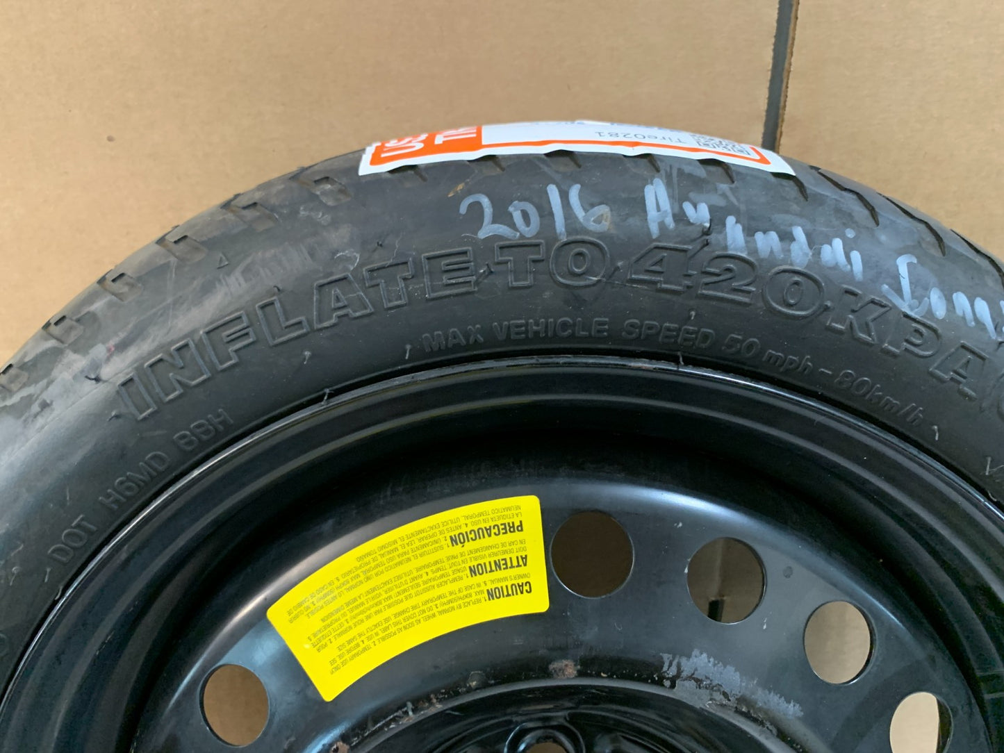 2015-2020 Hyundai Sonata 16" Spare Tire Compact Donut T125/80D16 OEM