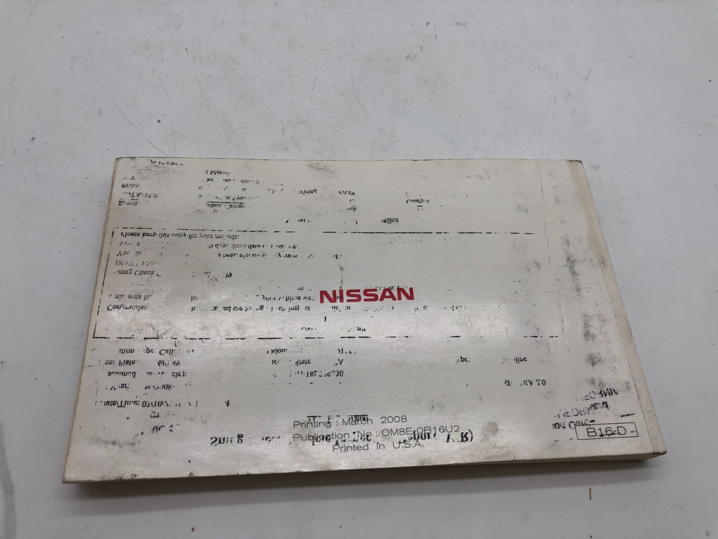 2008 Nissan Sentra Owners Manual OEM A02B19006