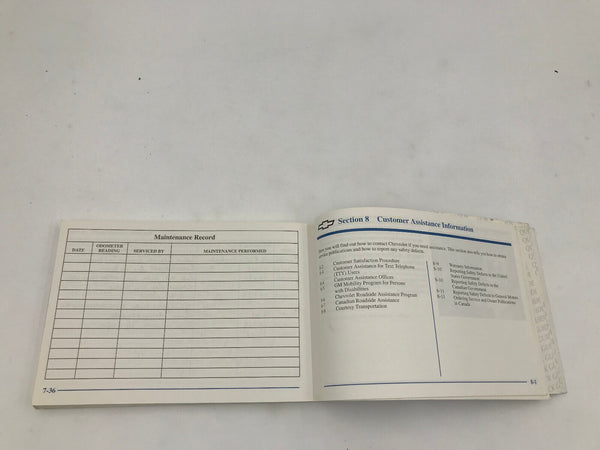 1999 Chevrolet Malibu Owners Manual Handbook OEM K03B30008