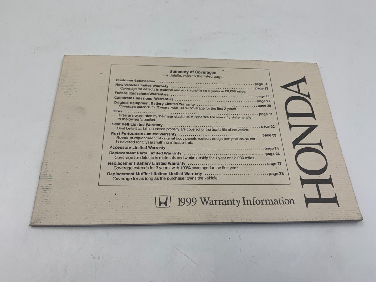1999 Honda Odyssey Owners Manual Set with Case OEM D02B29010