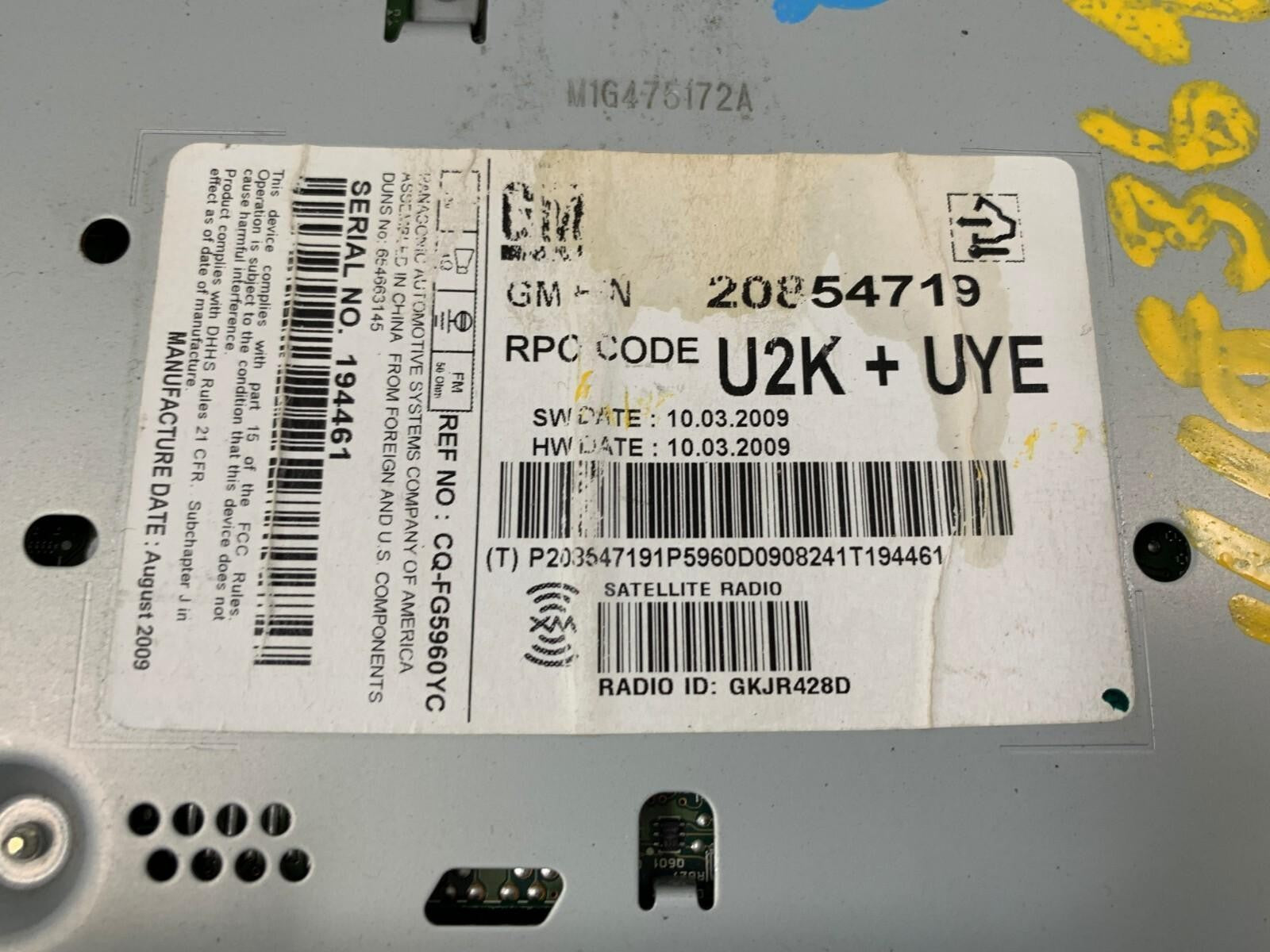 2010 Chevrolet Camaro AM FM CD Player Radio Receiver OEM D02B38020