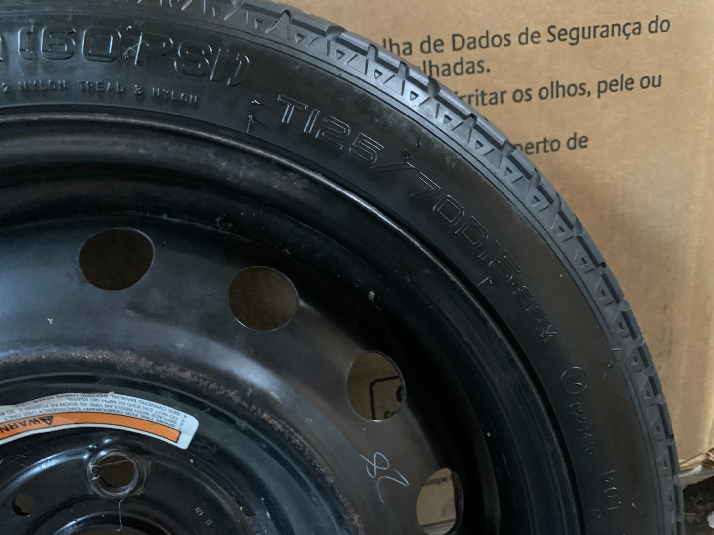 2007-2012 Nissan Versa 15" Spare Tire Wheel Compact Donut T125/70D15