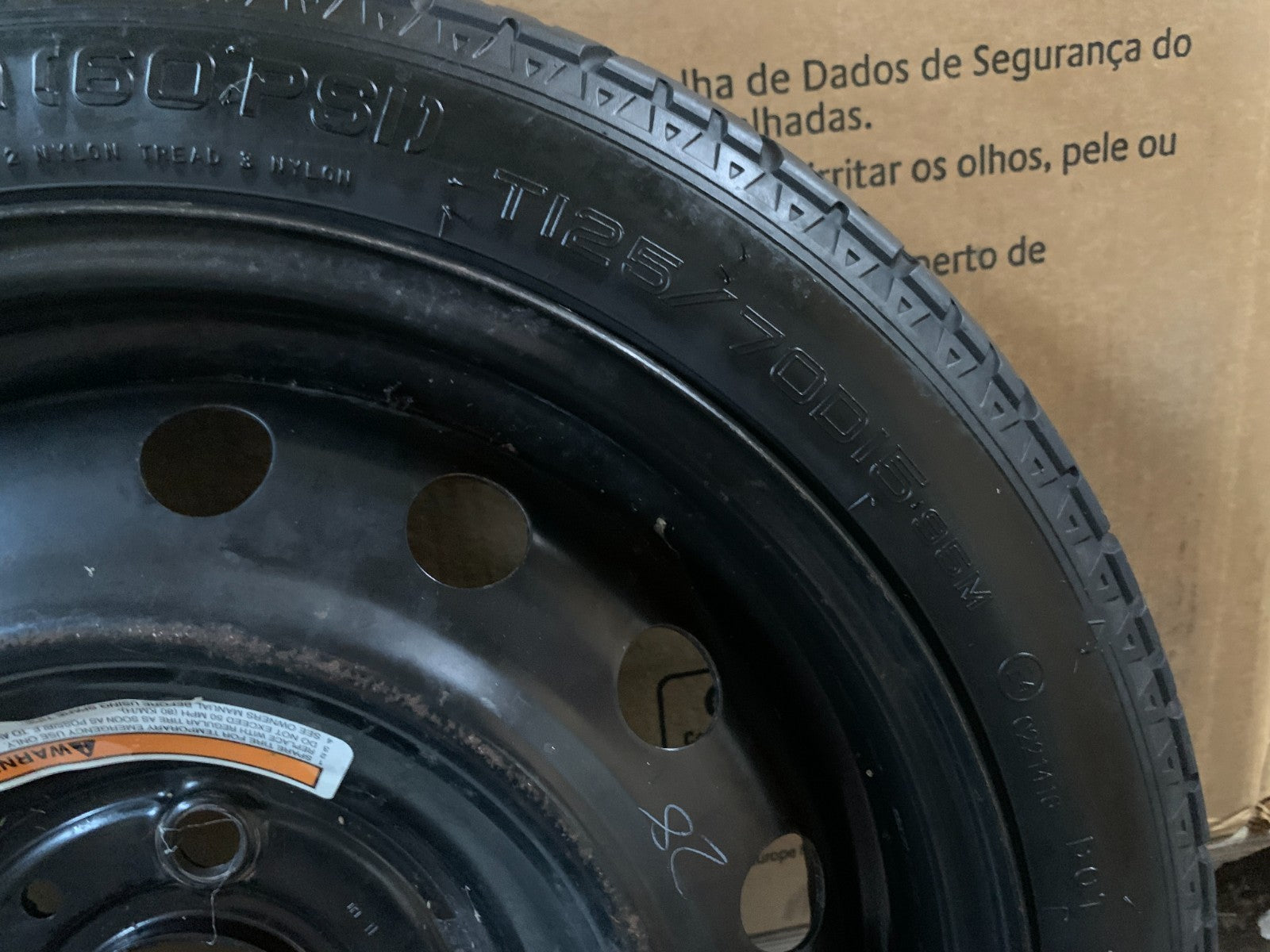 2007-2012 Nissan Versa 15" Spare Tire Wheel Compact Donut T125/70D15
