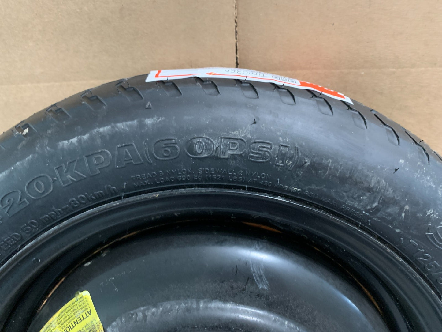 2013-2020 Hyundai Elantra 15" Spare Tire Compact Donut T125/80D15 Emergency
