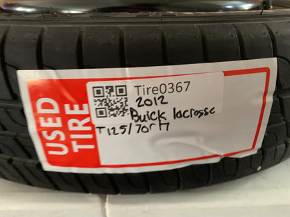 2010-2016 Buick Lacrosse 17" Spare Tire Compact Donut T125/70R17 OEM Emergency