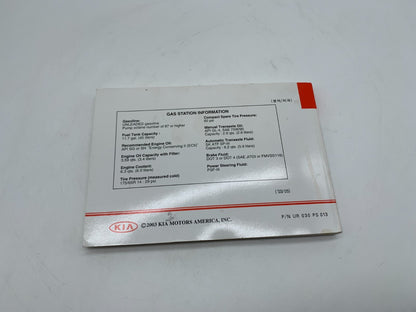 2003 Kia Rio Owners Manual OEM C03B66003