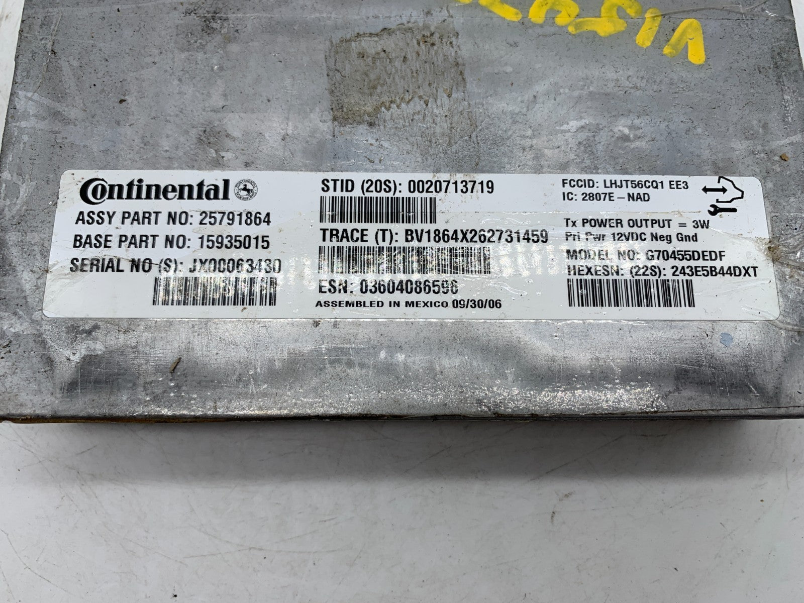 2007-2008 Cadillac Escalade EXT Satellite Radio Receiver Module OEM A03B14052