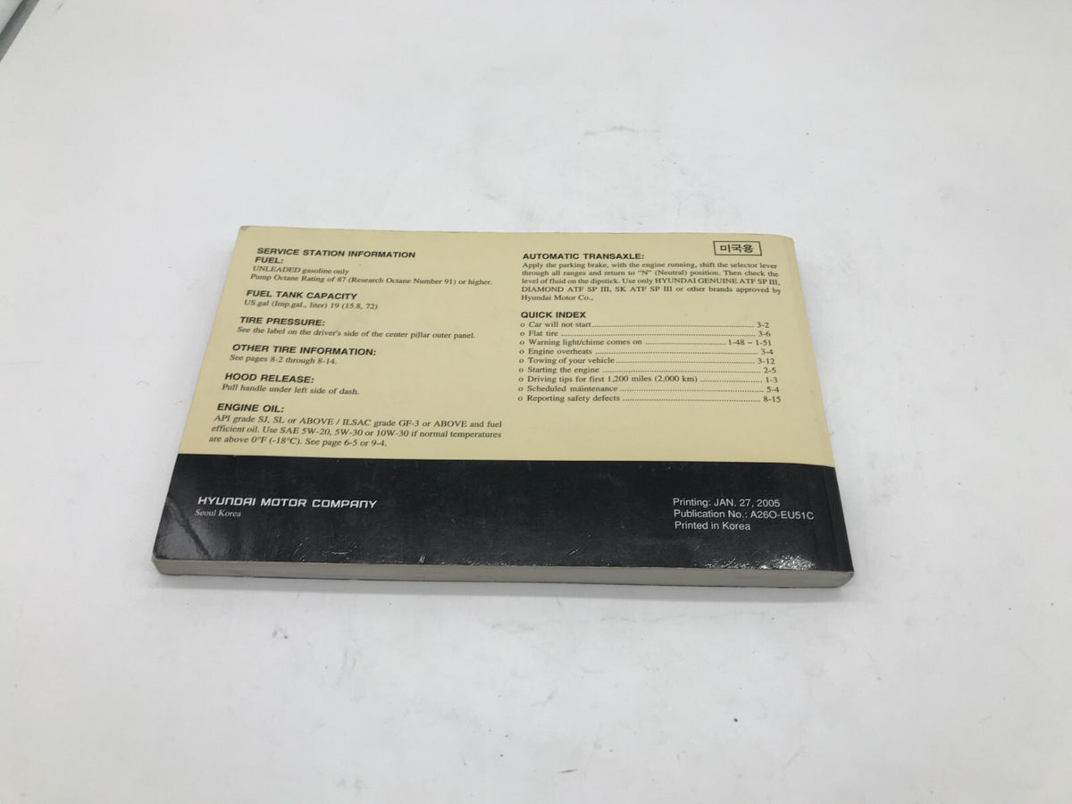 2005 Hyundai Santa Fe Owners Manual OEM A02B07024
