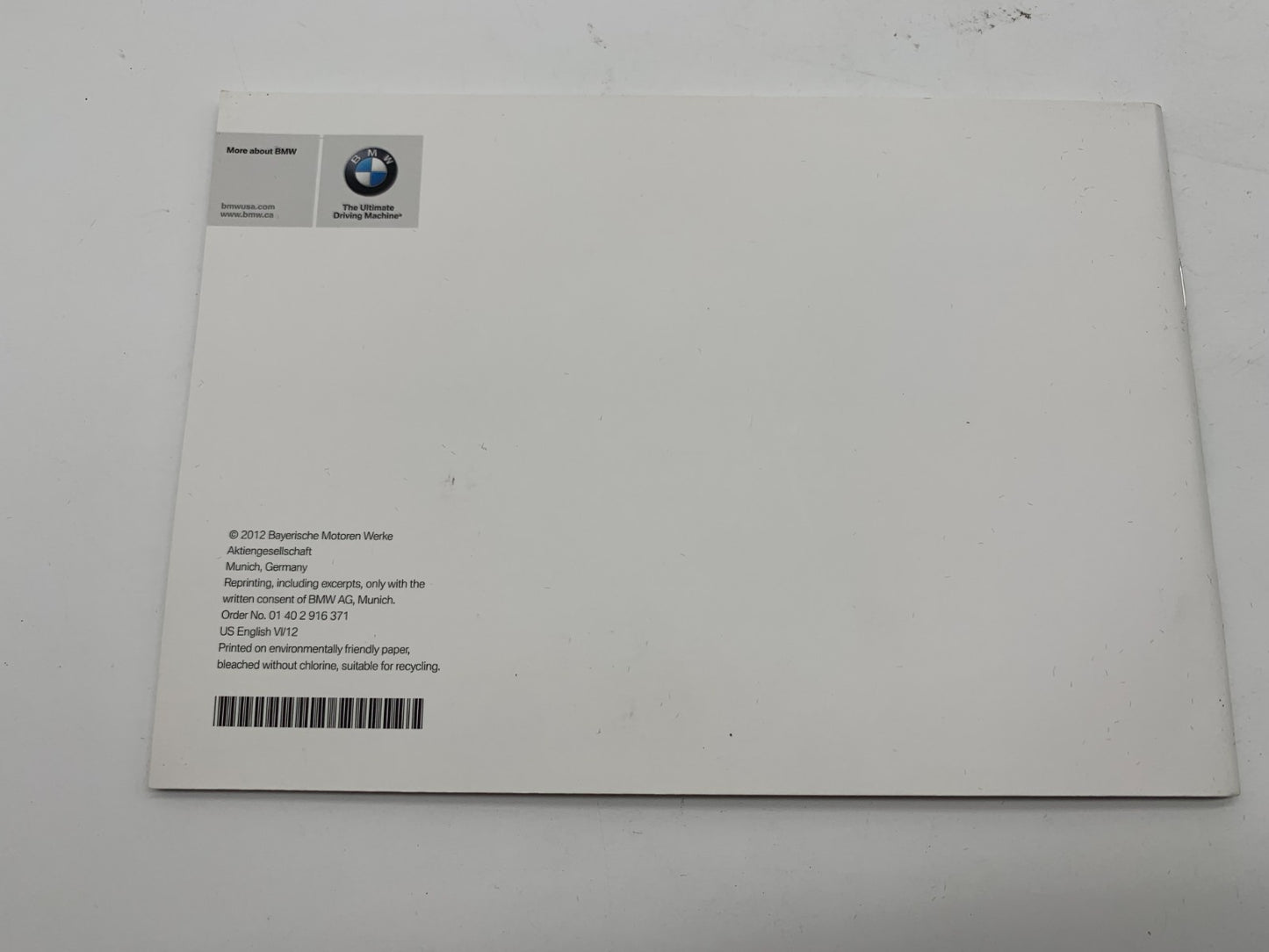 2013 BMW 3 Series Owners Manual Set with Case OEM B02B11018