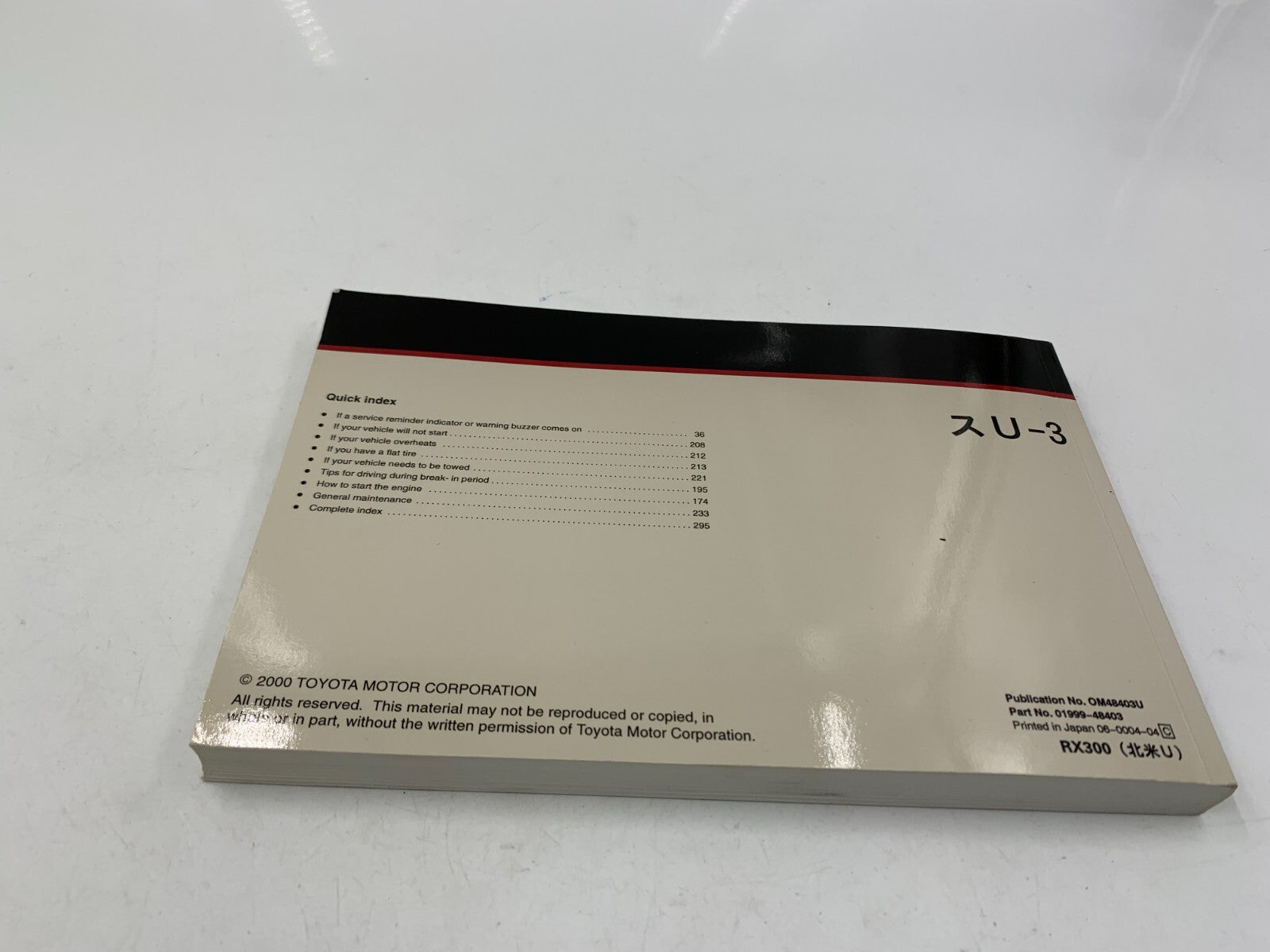 2000 Lexus ES300 Owners Manual Set with Case OEM D04B24043