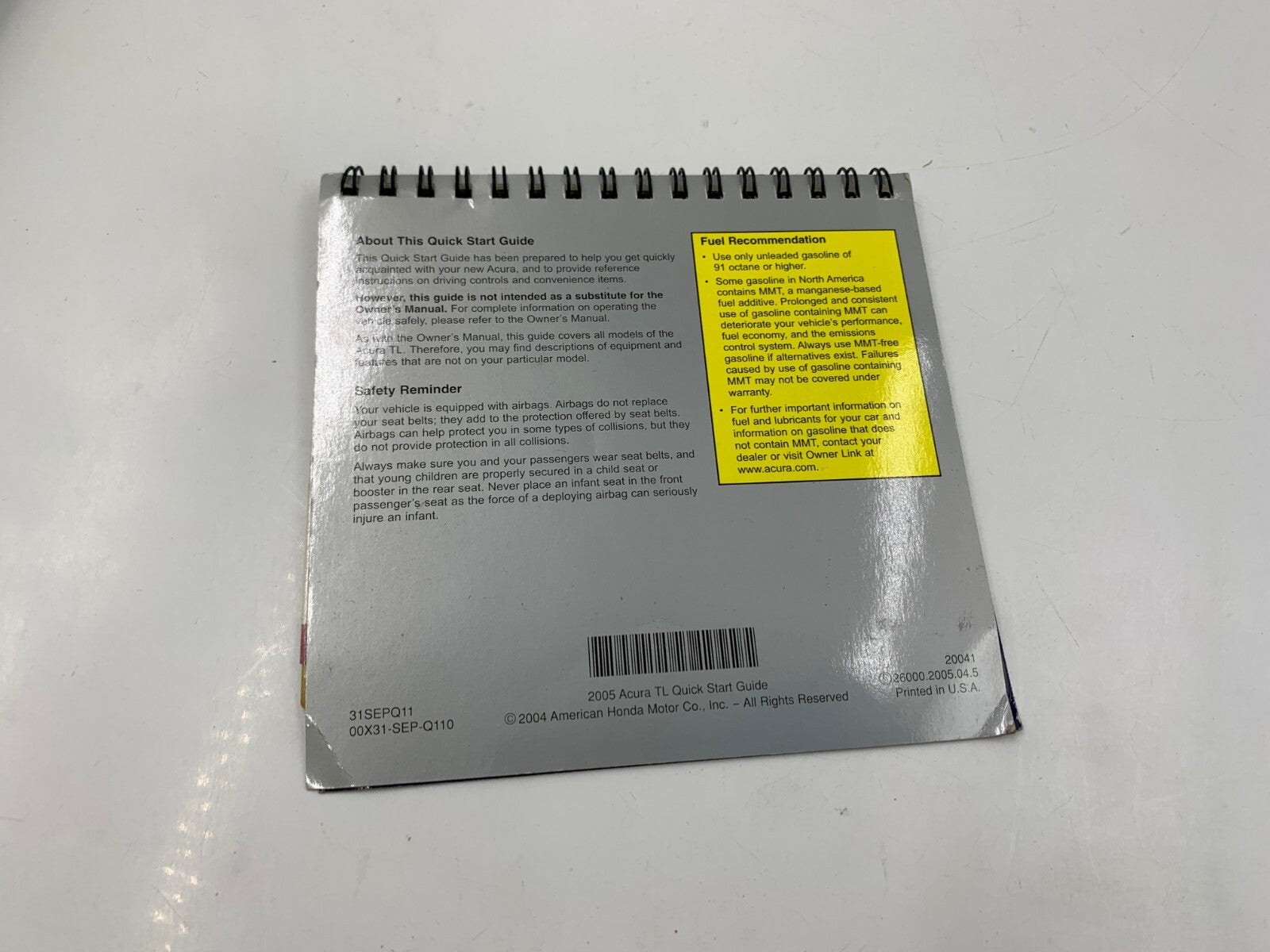 2005 Acura TL Owners Manual Set with Case OEM D01B16001