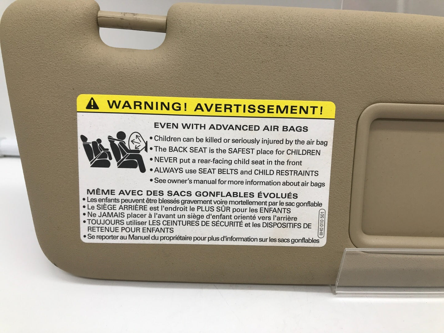 2002-2008 Audi A4 Sedan Passenger Sun Visor Beige Illuminated OEM C03B48007